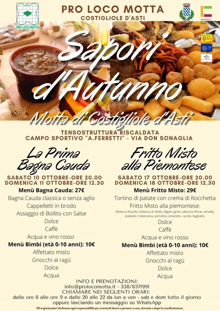 Locandina Sapori d'Autunno: fritto misto alla piemontese – Costigliole d'Asti, dal 17 al 18 ottobre