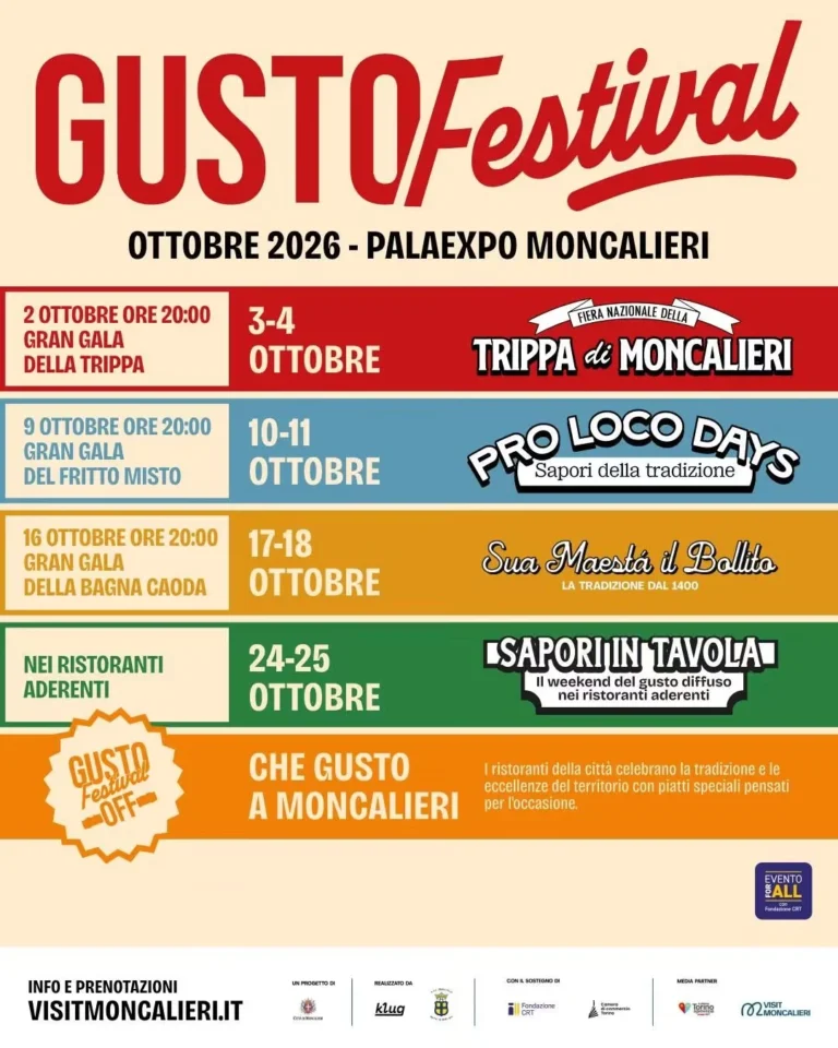 Locandina Gusto Festival – Moncalieri, dal 16 al 18 ottobre