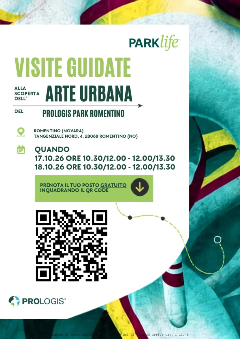 Locandina Visite guidate all'arte urbana del Prologis Park – Romentino, dal 17 al 18 ottobre