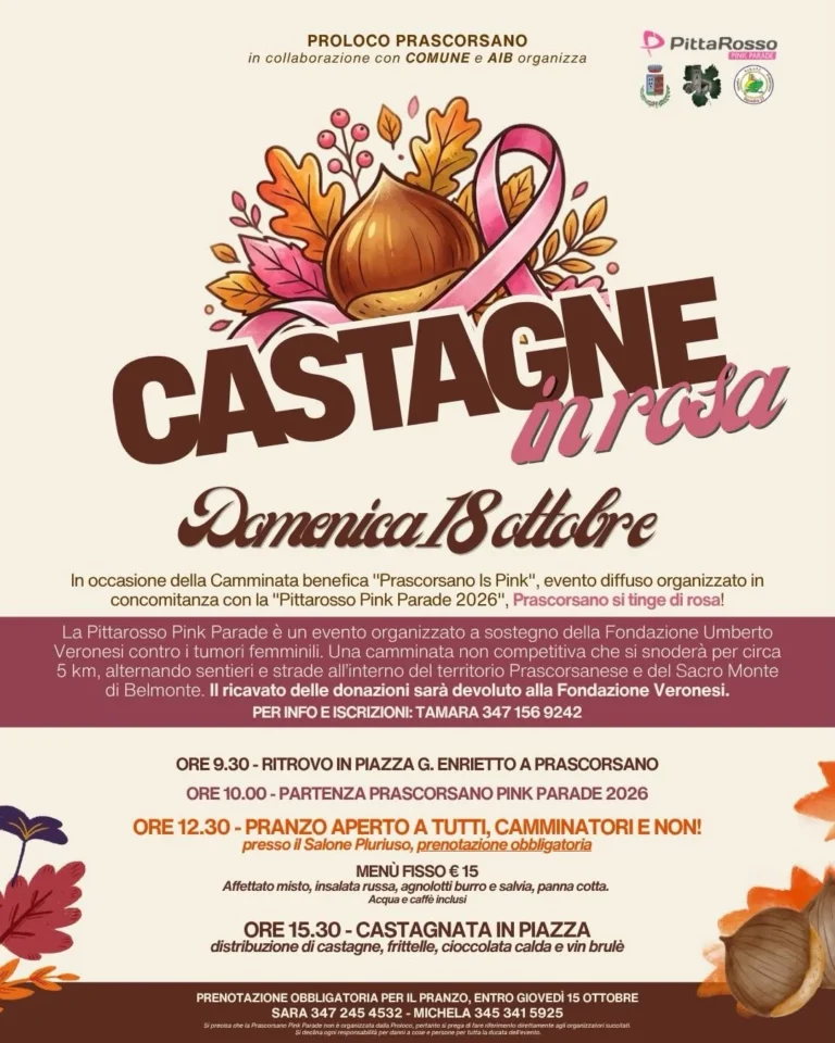Locandina Castagne in rosa – Prascorsano, 18 ottobre