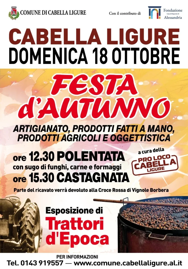 Locandina Festa d'Autunno – Cabella Ligure, 18 ottobre
