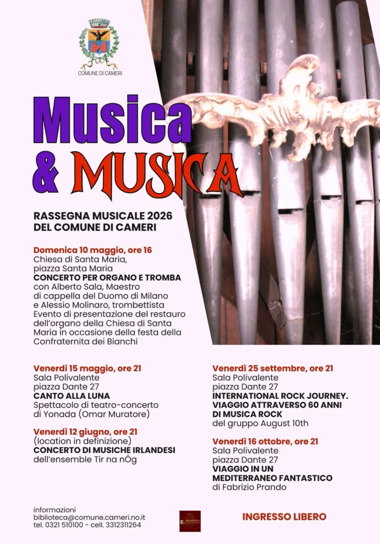 Locandina Musica & Musica – Cameri, 16 ottobre