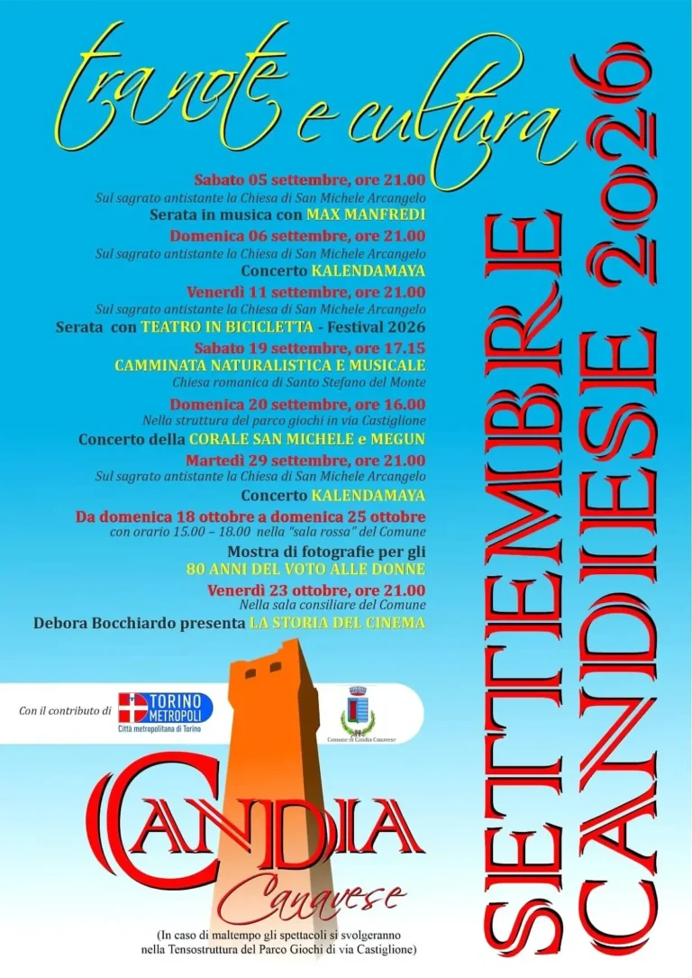 Locandina Settembre Candiese – tra note e cultura – Candia Canavese, dal 18 al 25 ottobre