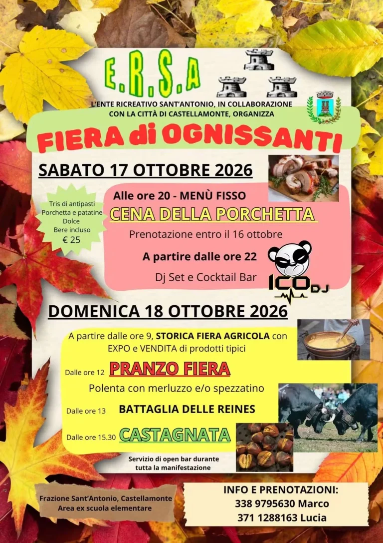 Locandina Fiera di Ognissanti – Castellamonte, dal 17 al 18 ottobre