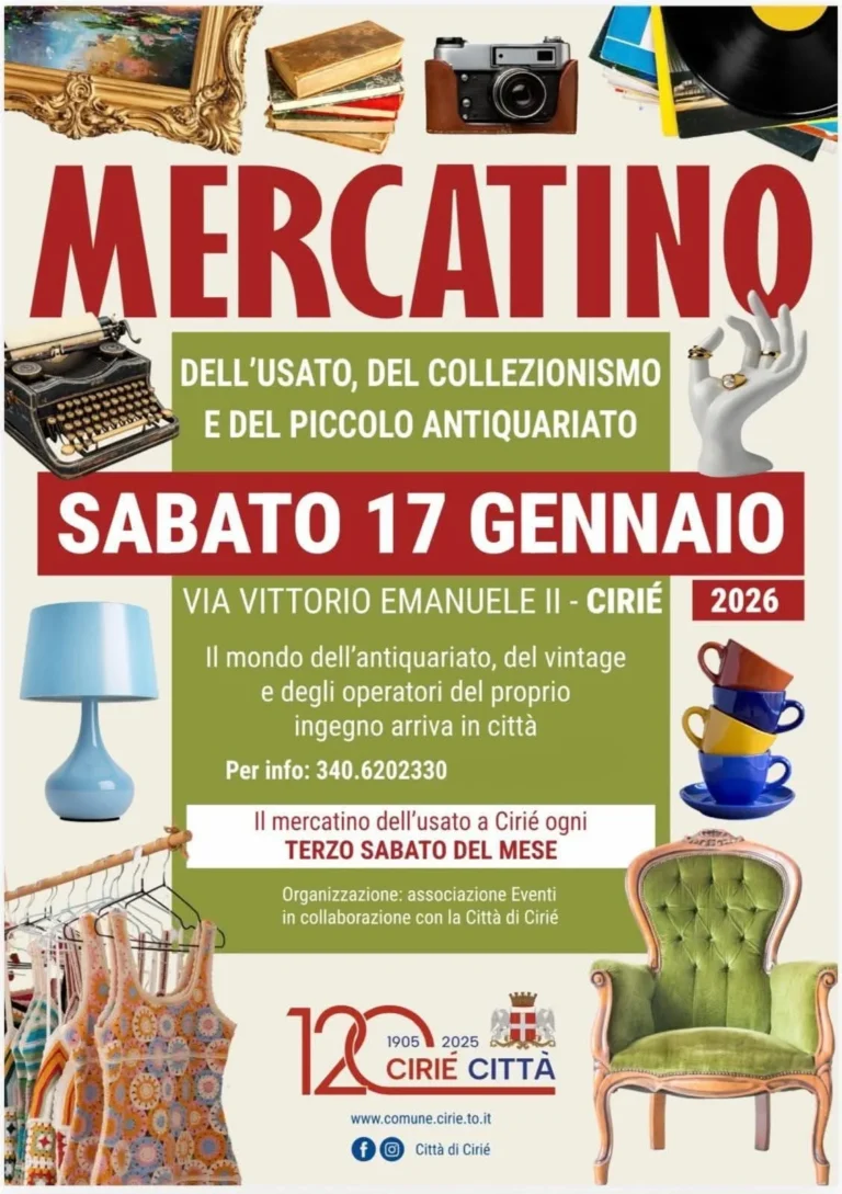 Locandina Mercatino dell'usato e del piccolo antiquariato – Ciriè, 17 ottobre