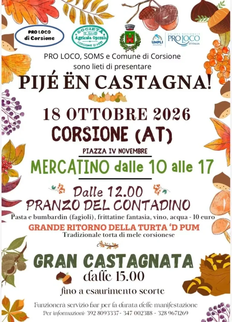 Locandina Pijé ën castagna! – Corsione, 18 ottobre