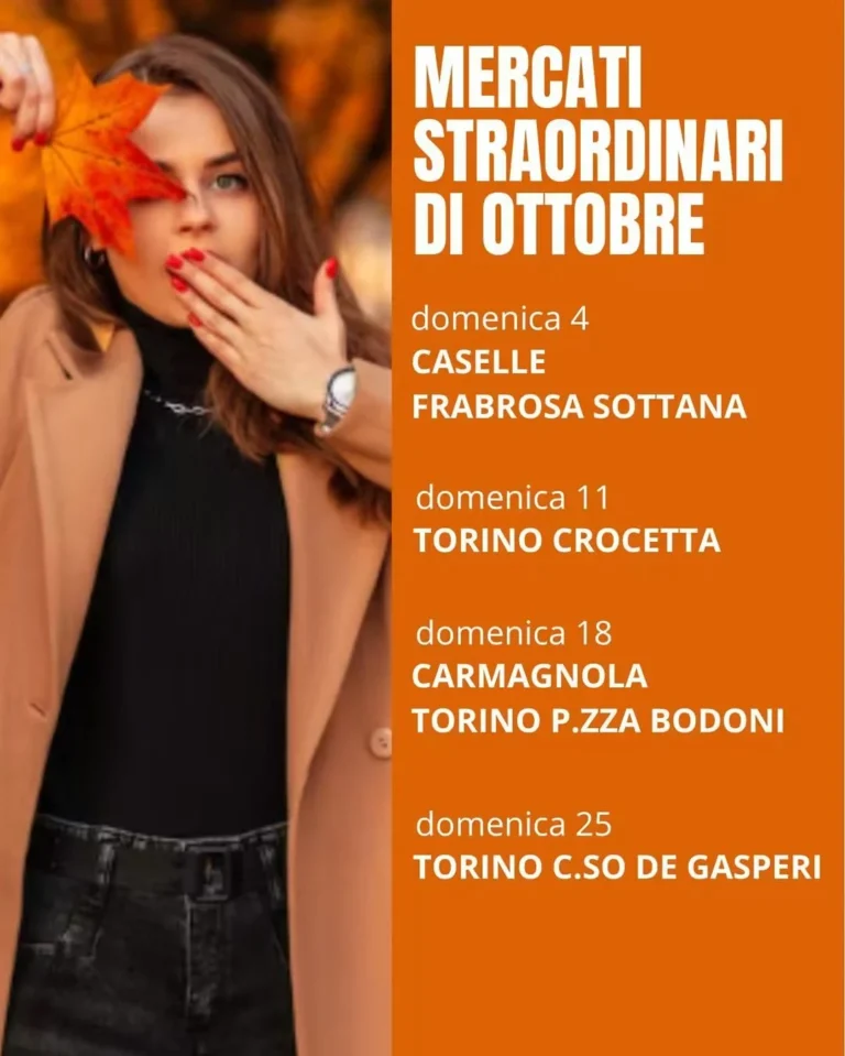 Locandina Mercati straordinari di ottobre – Torino, 18 ottobre