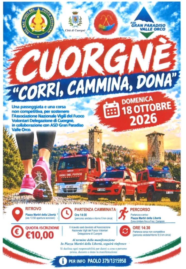 Locandina Corri, cammina, dona – Cuorgnè, 18 ottobre