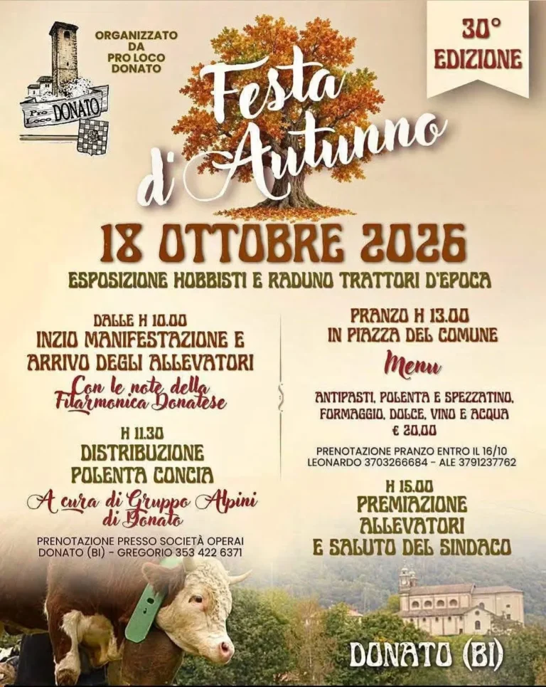 Locandina 30ª Festa d'Autunno – Donato, 18 ottobre