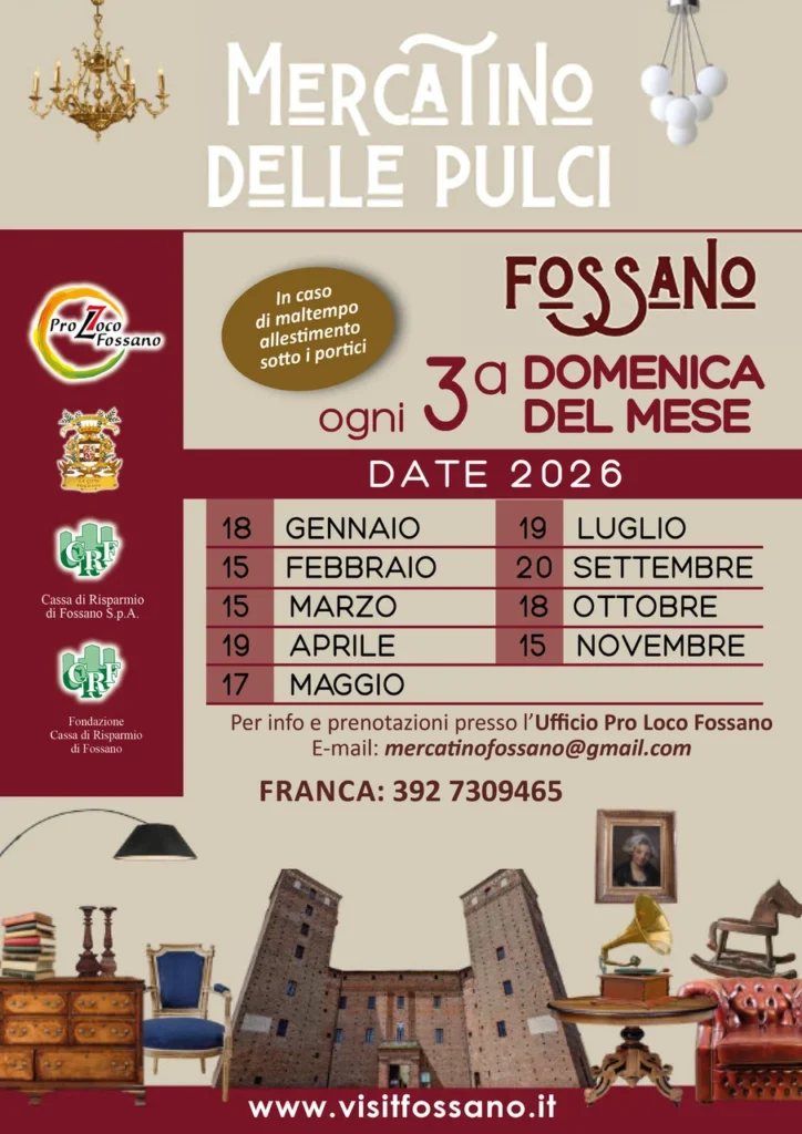 Locandina Mercatino dell'antiquariato – Fossano, 18 ottobre