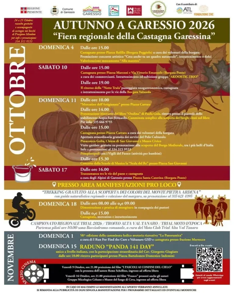 Locandina Autunno a Garessio – Fiera regionale della Castagna Garessina – Garessio, dal 4 ottobre al 15 novembre