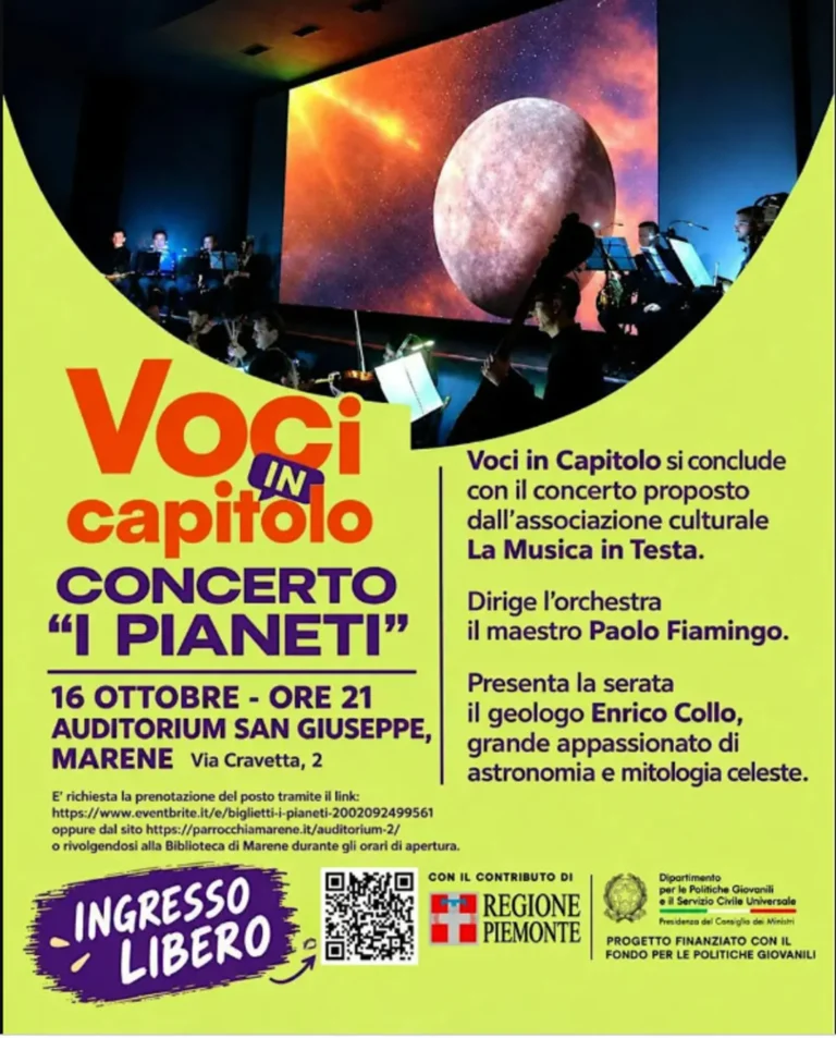 Locandina Voci in Capitolo – Concerto "I Pianeti" – Marene, 16 ottobre