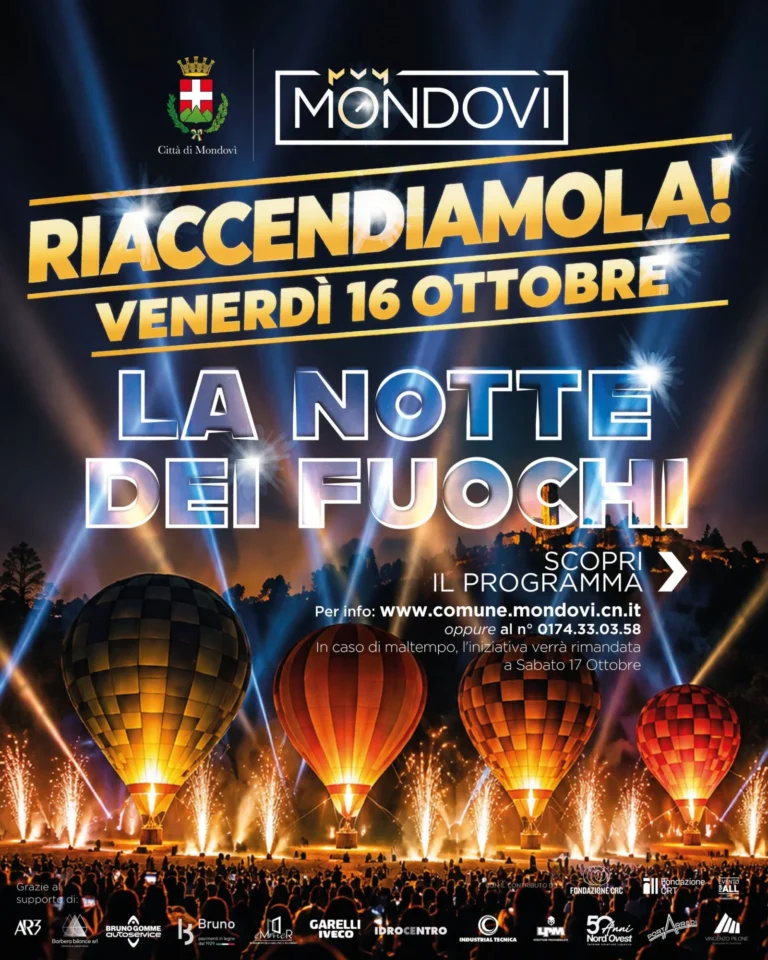 Locandina Riaccendiamola! La Notte dei Fuochi – Mondovì, 16 ottobre