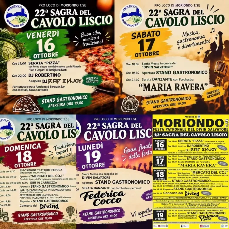 Locandina 22ª Sagra del Cavolo Liscio – Moriondo Torinese, dal 16 al 19 ottobre