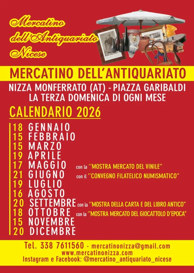 Locandina Mercatino dell'antiquariato – Nizza Monferrato, 18 ottobre
