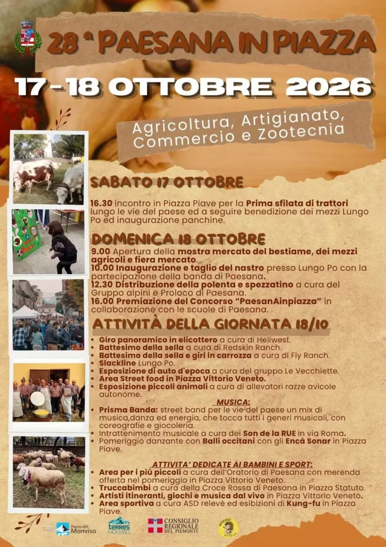 Locandina 28ª Paesana in Piazza – Paesana, dal 17 al 18 ottobre