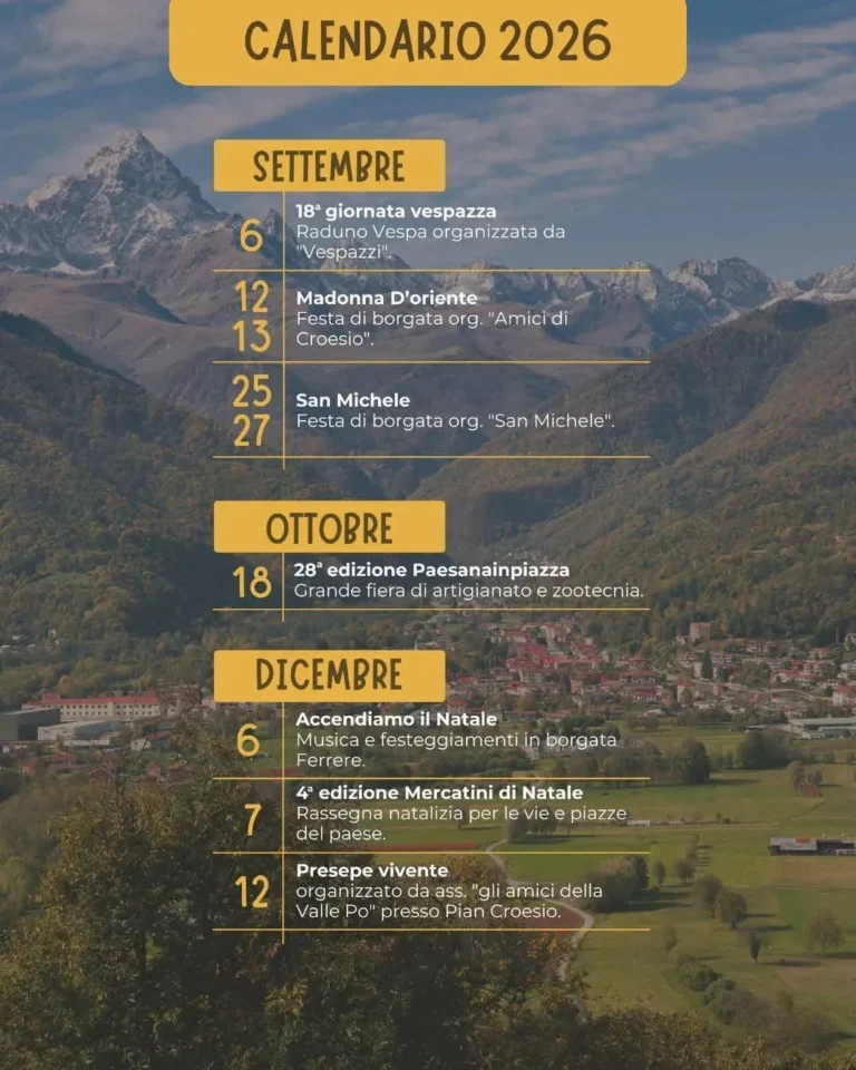 Locandina Calendario 2026 – Paesana, 18 ottobre