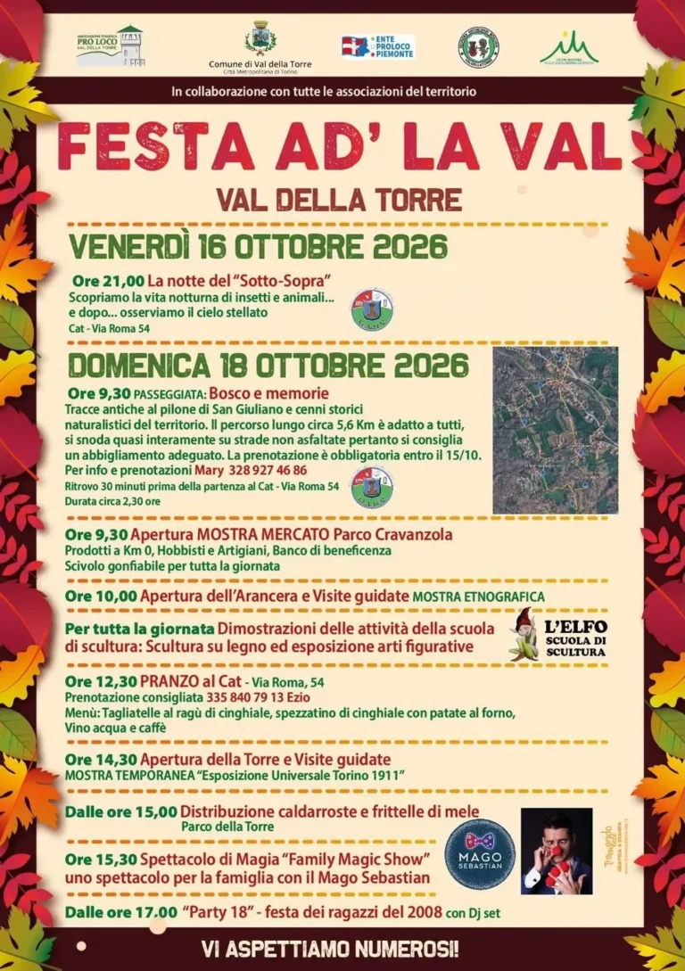 Locandina Festa ad' la Val – Val della Torre, dal 16 al 18 ottobre