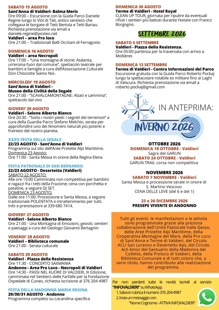 Locandina Calendario eventi di Valdieri – Valdieri, 18 ottobre