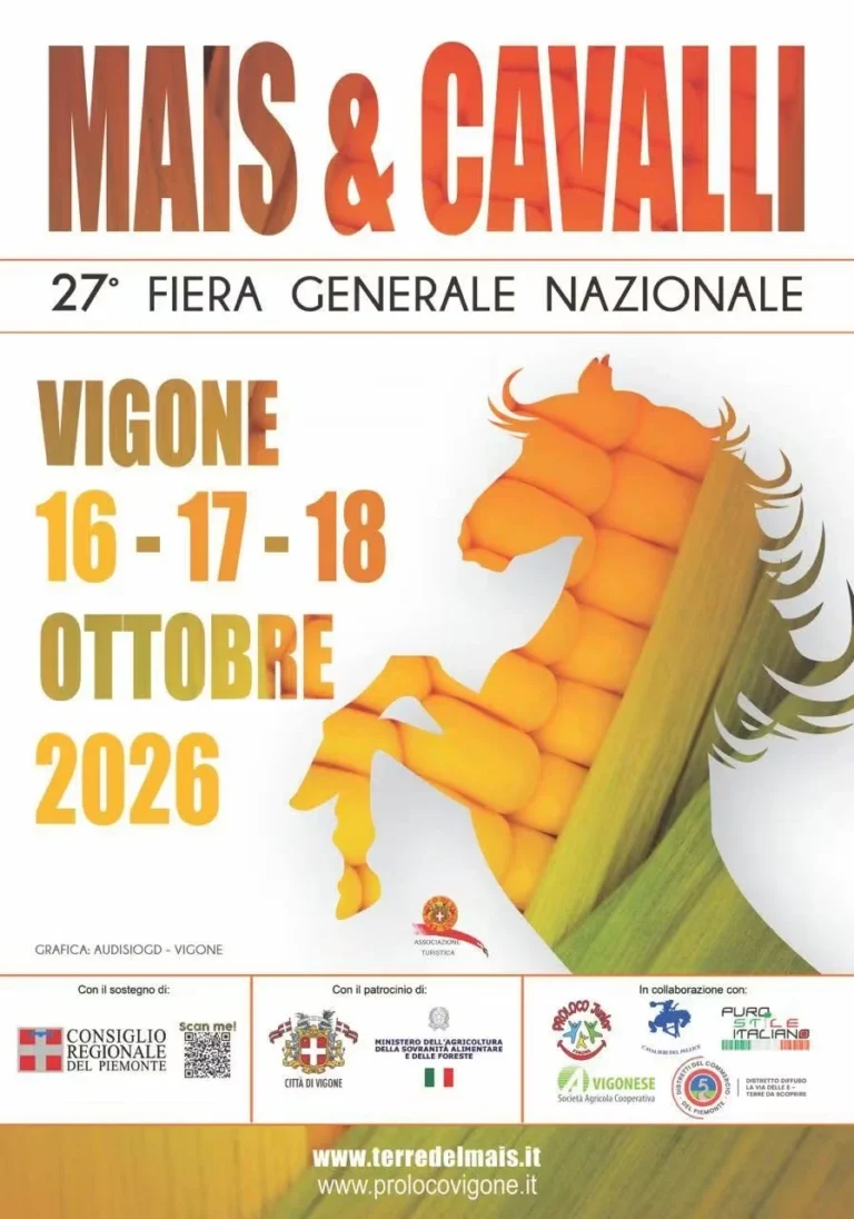 Locandina 27ª Fiera Generale Nazionale "Mais & Cavalli" – Vigone, dal 16 al 18 ottobre