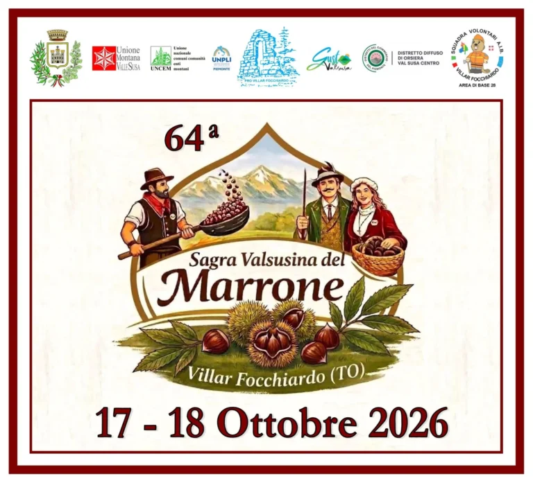 Locandina 64ª Sagra Valsusina del Marrone – Villar Focchiardo, dal 17 al 18 ottobre