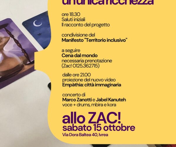 SABATO 15 ottobre presso ZAC! Zone Attive di Cittadinanza Ivrea
