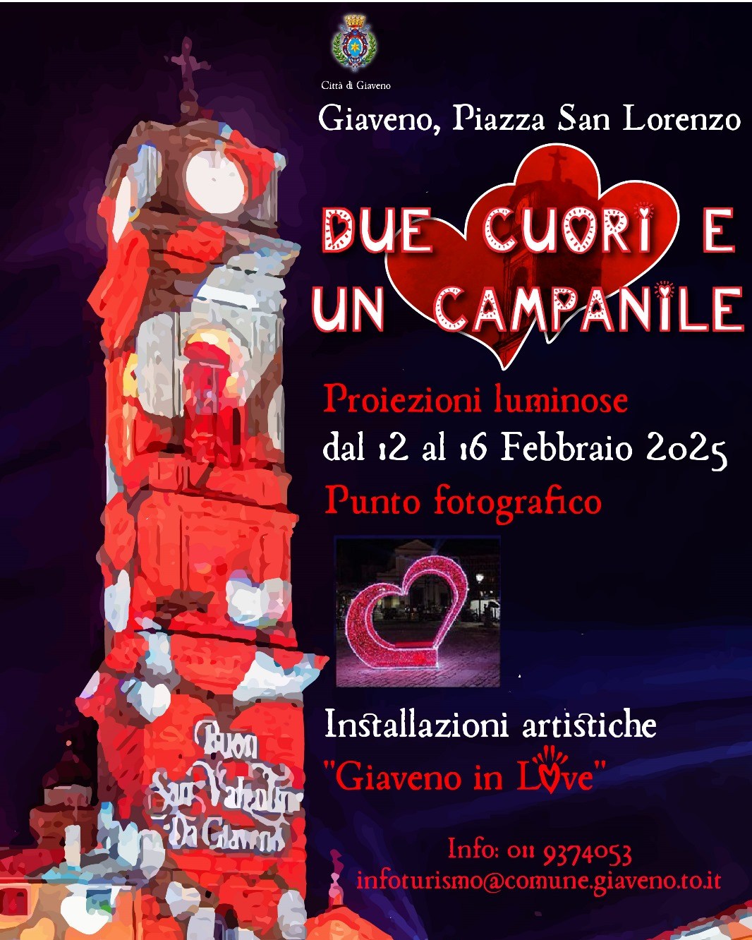 Giaveno, la Città degli Innamorati: un San Valentino da sogno tra luci, cuori e romanticismo