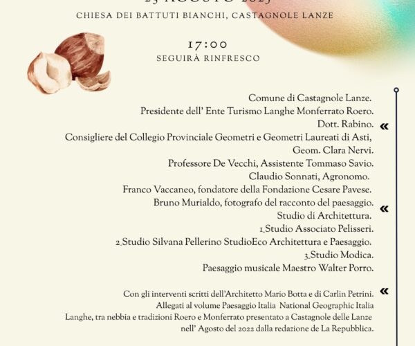 “Il Nocciolo della questione” – un convegno tra architettura, agricoltura e turismo: Castagnole Lanze celebra il paesaggio della nocciola