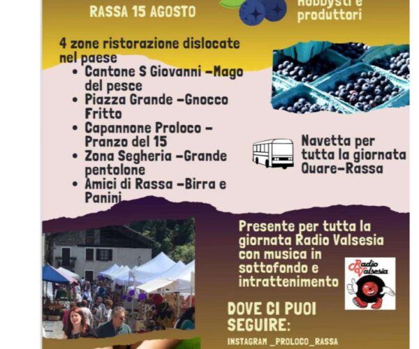 Rassa si tinge di blu: torna la Sagra del Mirtillo – 15 agosto 2025