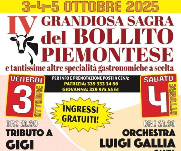 Baldichieri si veste di gusto: la Festa Patronale con la Grandiosa Sagra del Bollito Piemontese arriva il 3-5 ottobre!