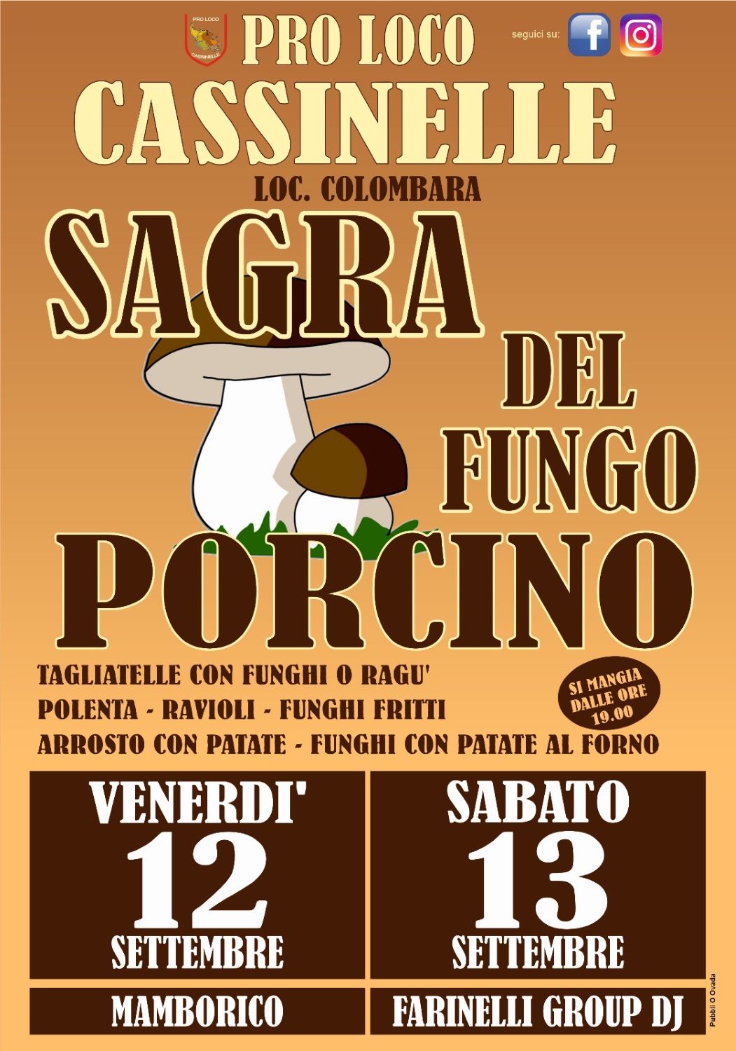 Sagra del Fungo Porcino 2025 – Cassinelle (AL) 12-13 settembre 2025