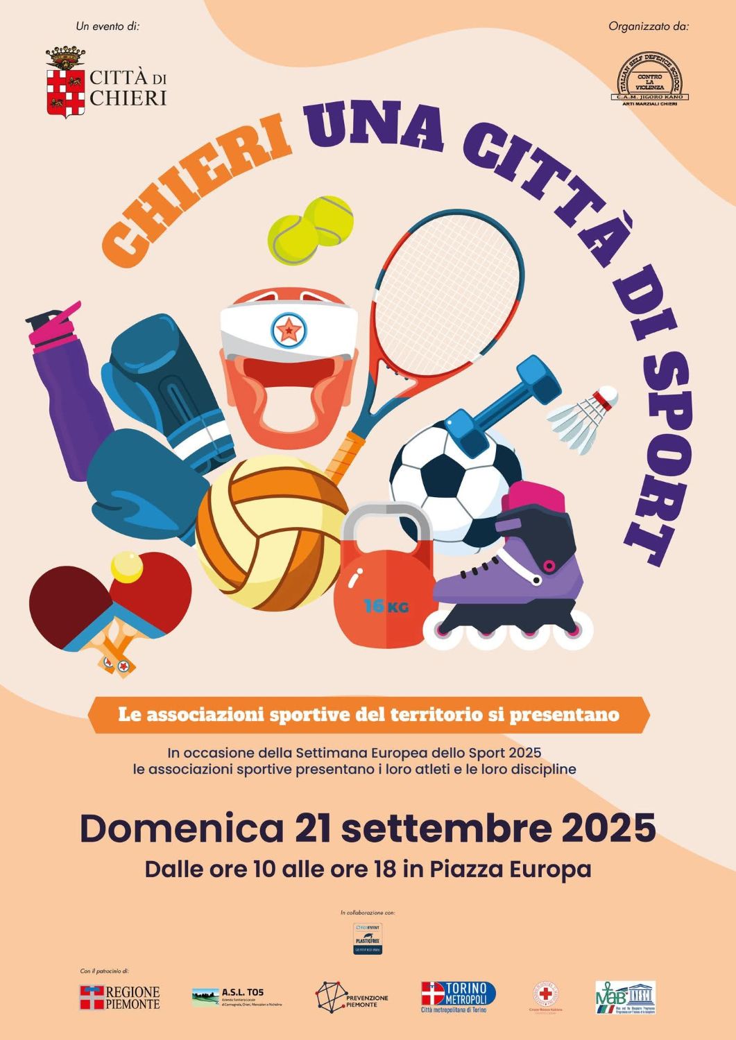 Chieri celebra lo sport: domenica 21 settembre torna “Chieri una città di sport”