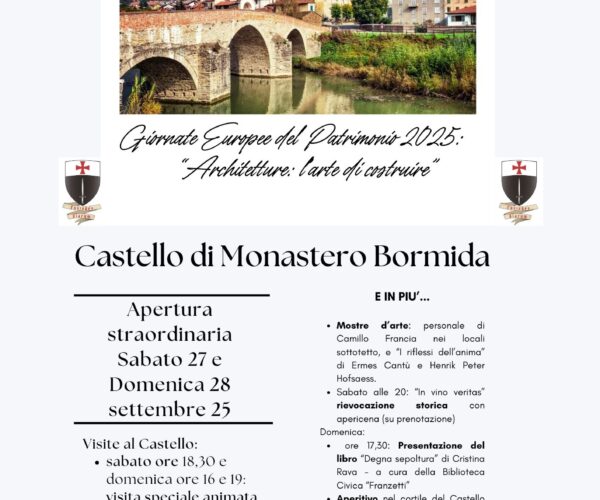 Monastero Bormida: apertura straordinaria del Castello per le Giornate Europee del Patrimonio