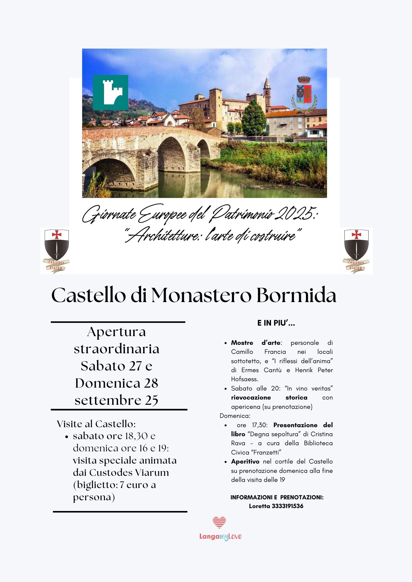 Monastero Bormida: apertura straordinaria del Castello per le Giornate Europee del Patrimonio