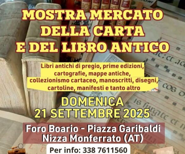 Nizza Monferrato: Mostra Mercato della Carta e del Libro Antico – Domenica 21 settembre 2025