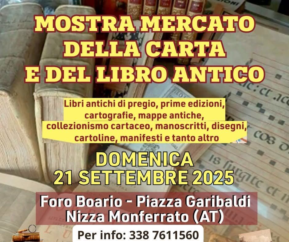 Nizza Monferrato: Mostra Mercato della Carta e del Libro Antico – Domenica 21 settembre 2025