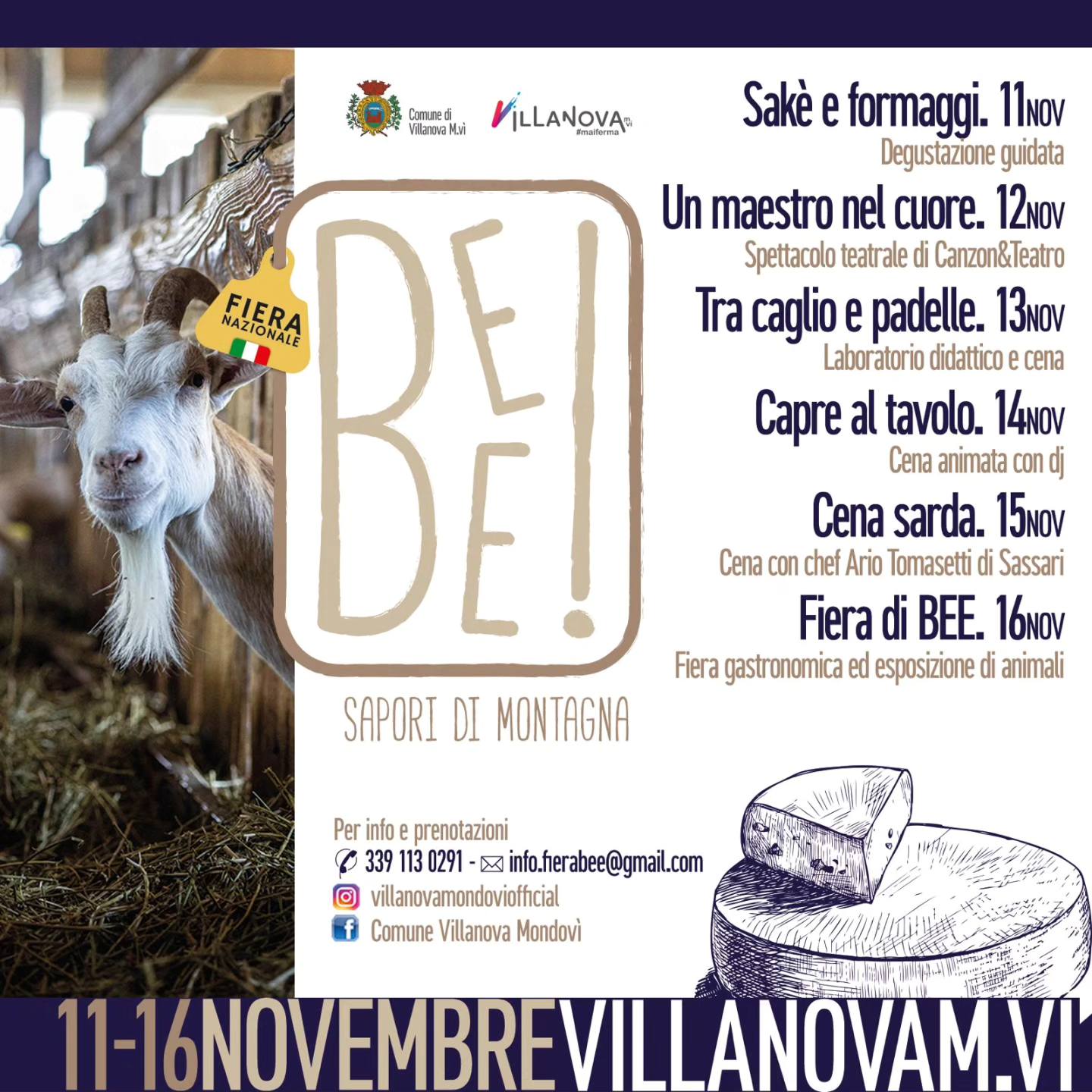 🐐 BEE 2025 a Villanova Mondovì: Una Settimana di Formaggi, Degustazioni e Animali da Non Perdere!