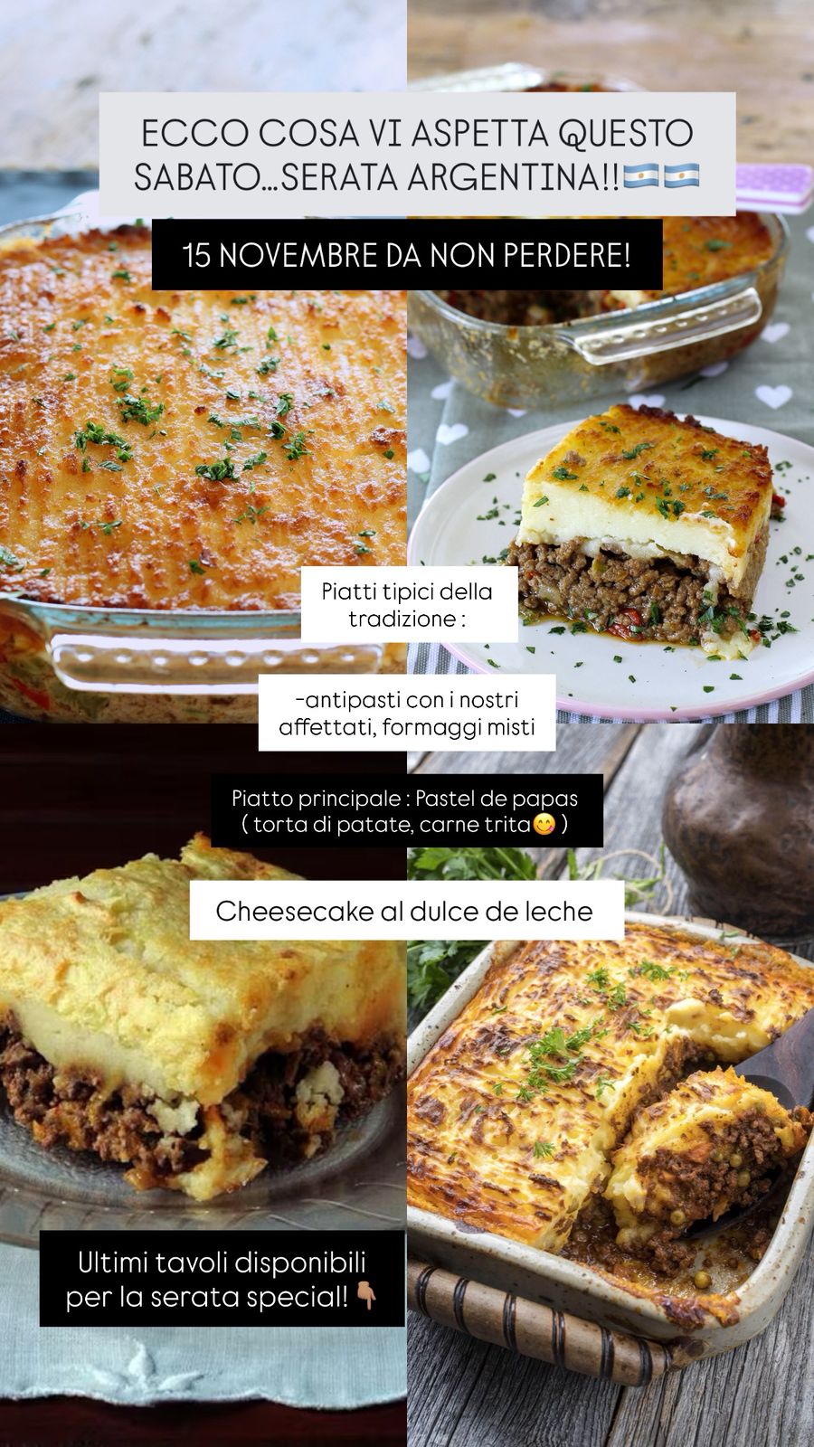 Viaggio in Argentina con il Pastel de Papas e non solo – una serata da non perdere a Castelnuovo Bormida