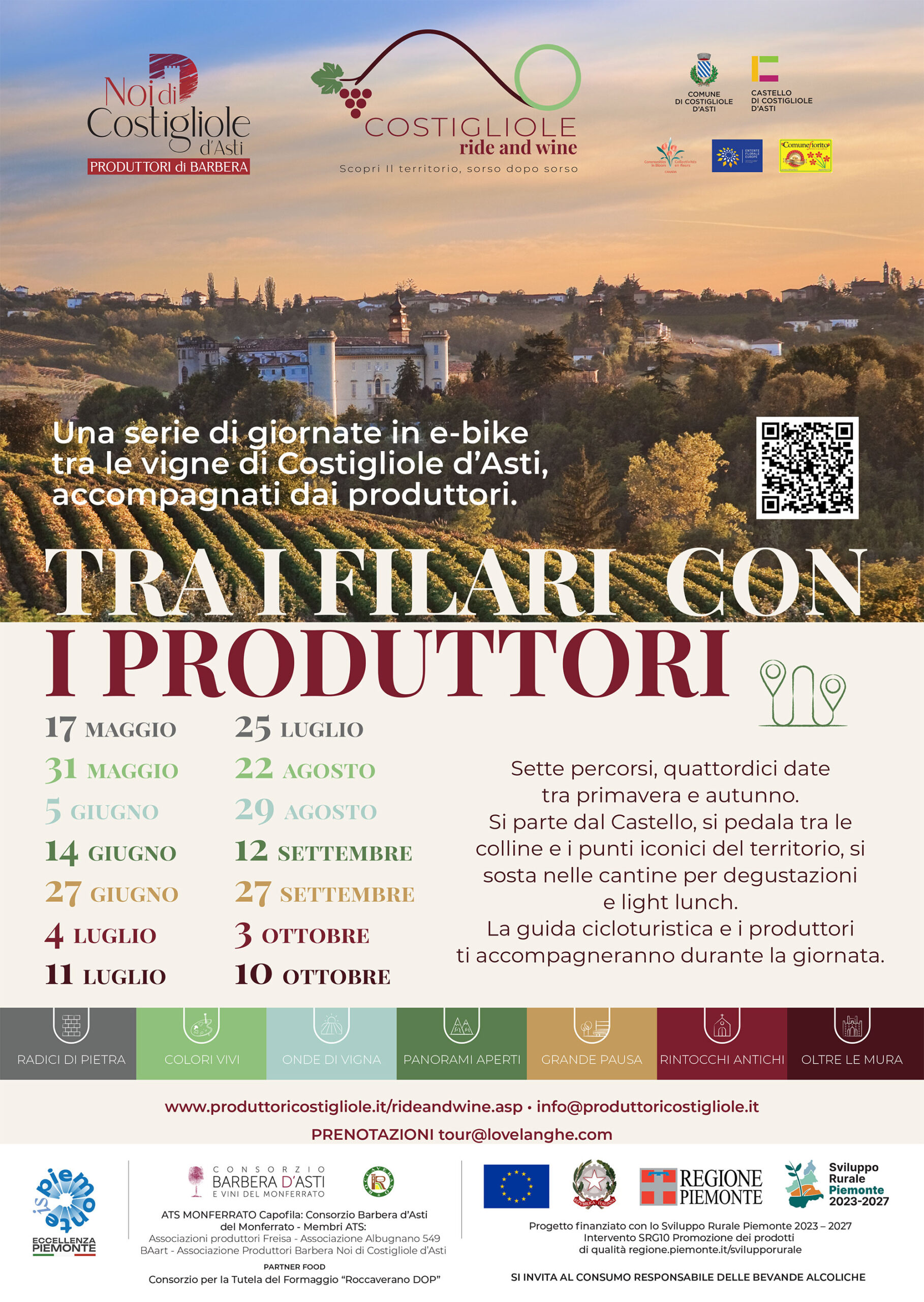 COSTIGLIOLE RIDE AND WINE: nasce il progetto che porta i turisti tra i filari del Barbera D’Asti