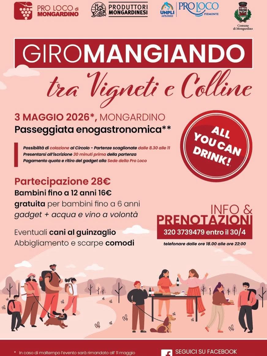 GIROMANGIANDO – Domenica 3 Maggio la seconda edizione della passeggiata enogastronomica a Mongardino