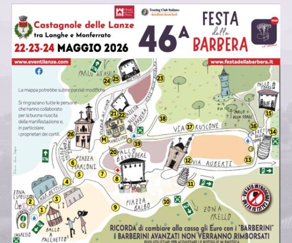 46ª FESTA DELLA BARBERA: TRE GIORNI A CASTAGNOLE DELLE LANZE TRA CORTILI APERTI, VINO E TRADIZIONE