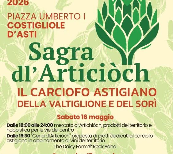 A Costigliole d’Asti torna la “Sagra dl’Articiòch”: due giorni dedicati al Carciofo Astigiano della Valtiglione e del Sorì