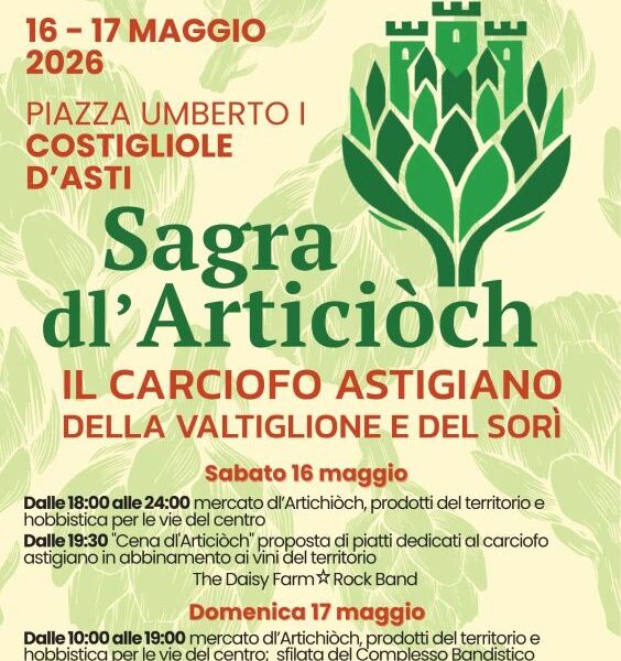 A Costigliole d’Asti torna la “Sagra dl’Articiòch”: due giorni dedicati al Carciofo Astigiano della Valtiglione e del Sorì