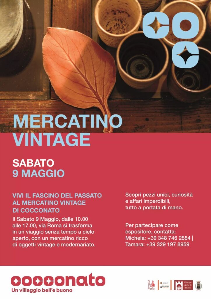 A Cocconato torna il Mercatino Vintage: un viaggio tra oggetti retrò, vinili e atmosfere d’altri tempi